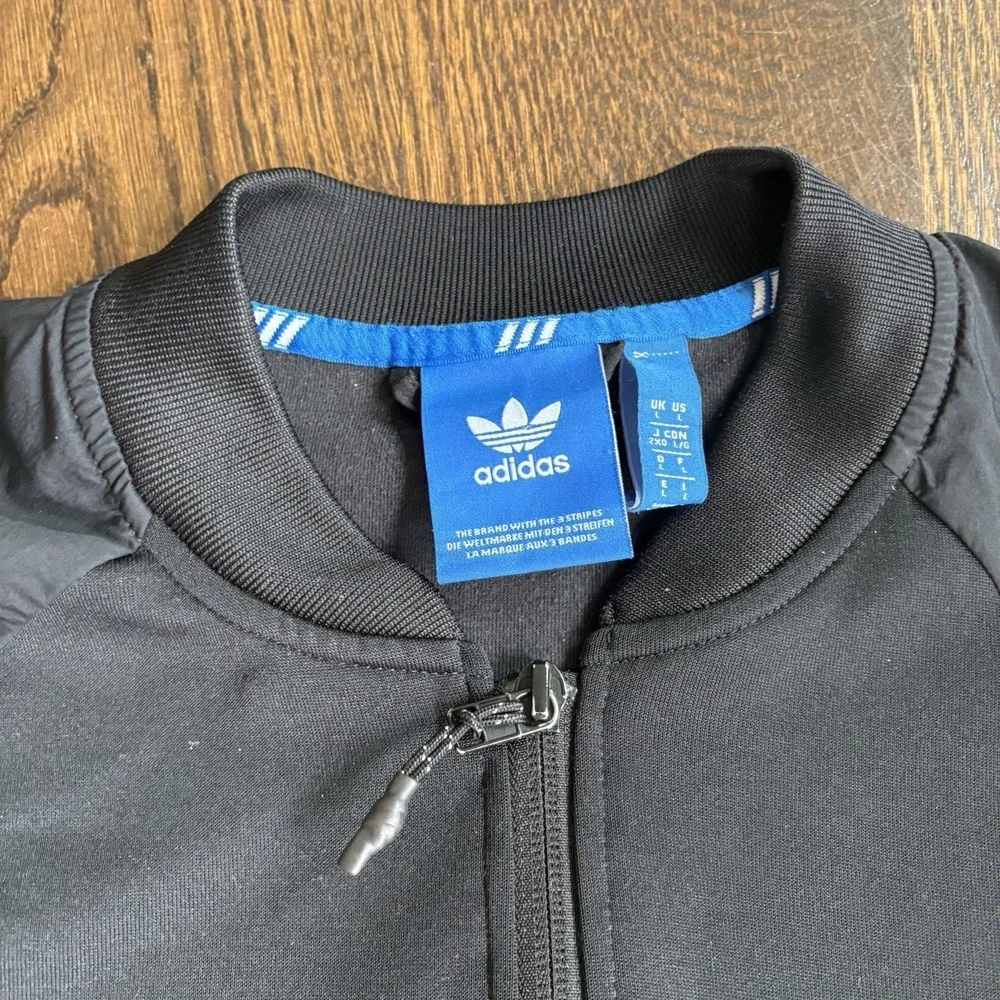 Adidas Originals Mixed Material Bomber Track Jacket Black Mens L Nylon Sleeve